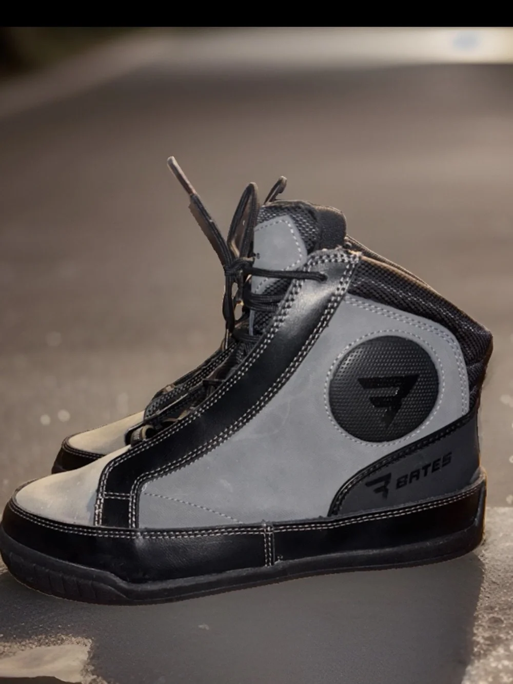 Bates Taser Performance Men's Motorcycle Boots in grey and black, Men’s size 11